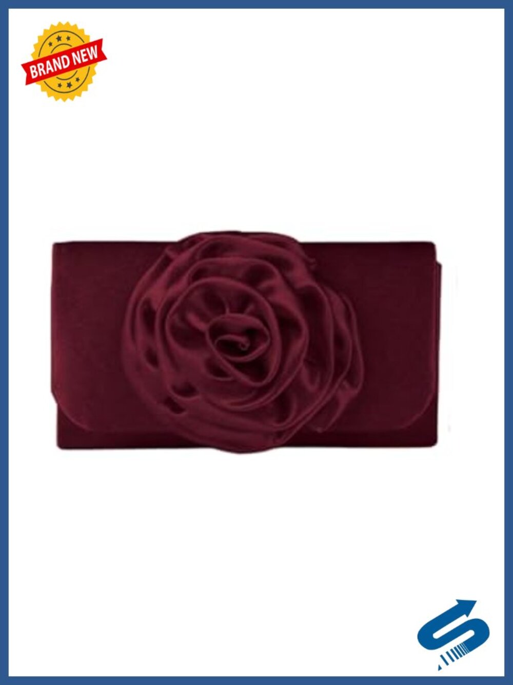 Satin Evening Clutch 3D Flower Flap Wedding Party Purse